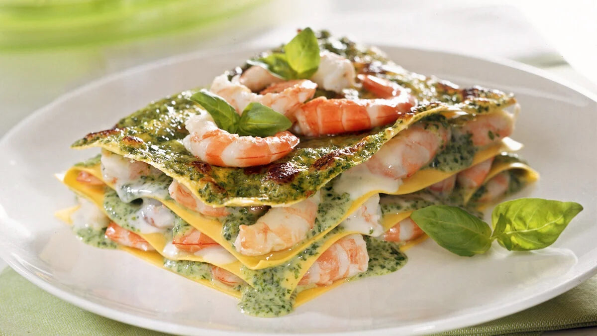Lasagna Con Crema Di Basilico E Gamberi - Retail 300 G